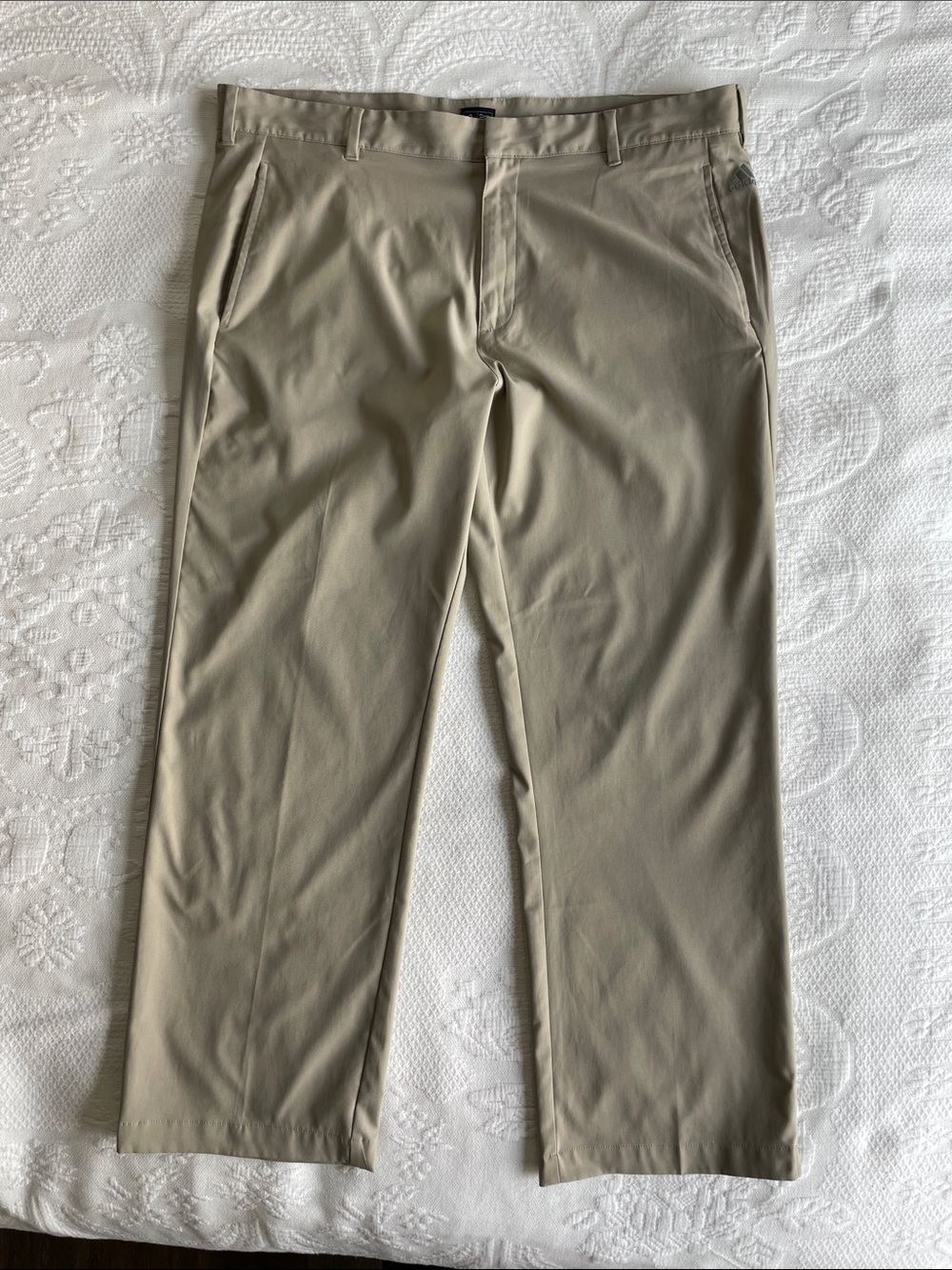 adidas Men's Khaki Stretch Performance Chinos Length measures 29”
